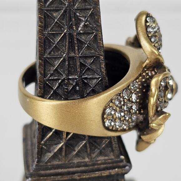 Heidi Daus cocktail ring with smoky rhinestone ribbon bouquet size 12 - Picture 5 of 6